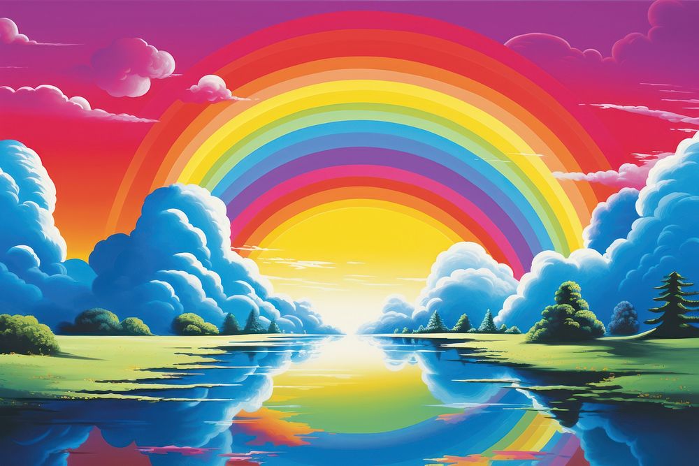 Rainbow sky backgrounds outdoors painting.