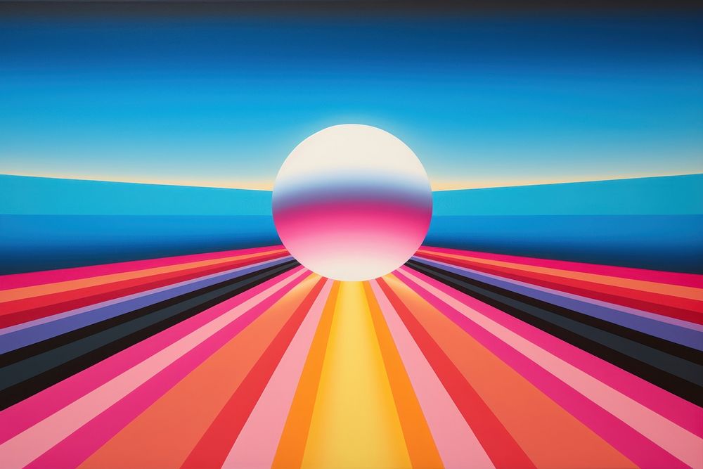 1970s airbrush art of doppler effect backgrounds sunlight sky.