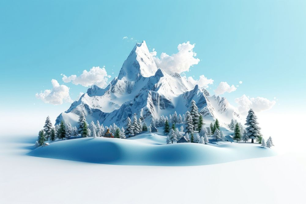 Snowy island advertisement mountain landscape outdoors.