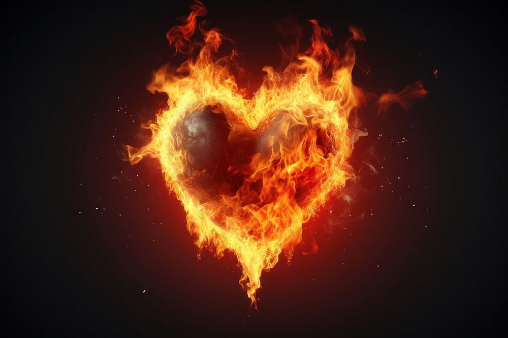 Heart on fire backgrounds illuminated exploding.