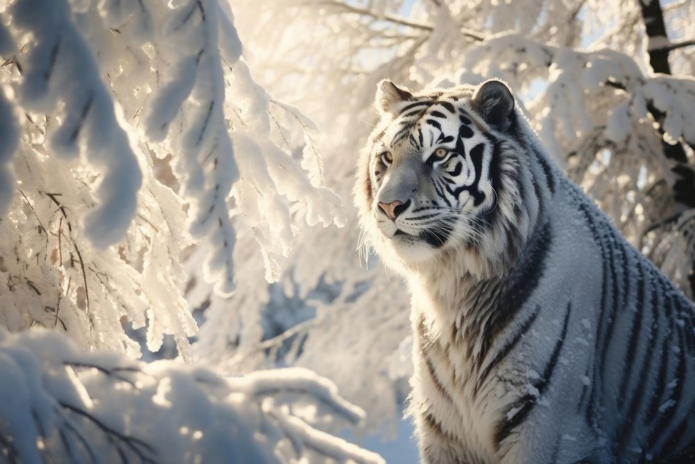 Winter tiger snow wildlife.