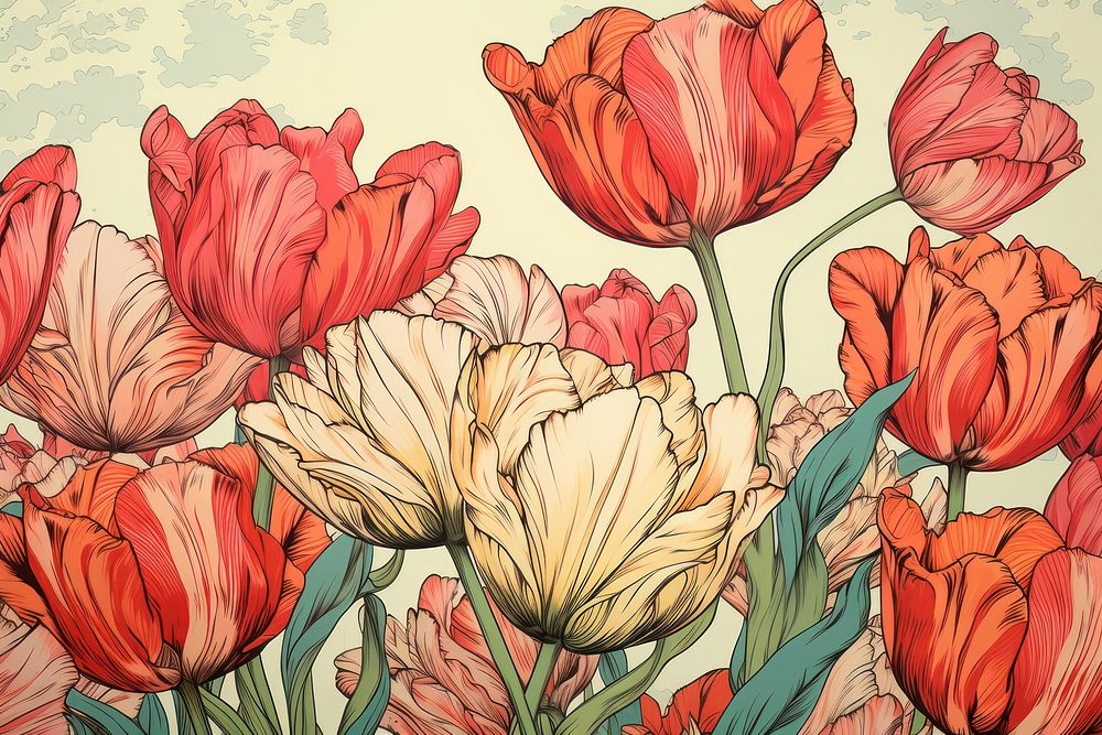 Tulip art backgrounds pattern.