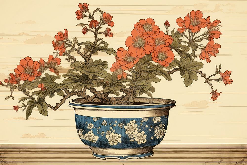 Flower pot art pattern bonsai.