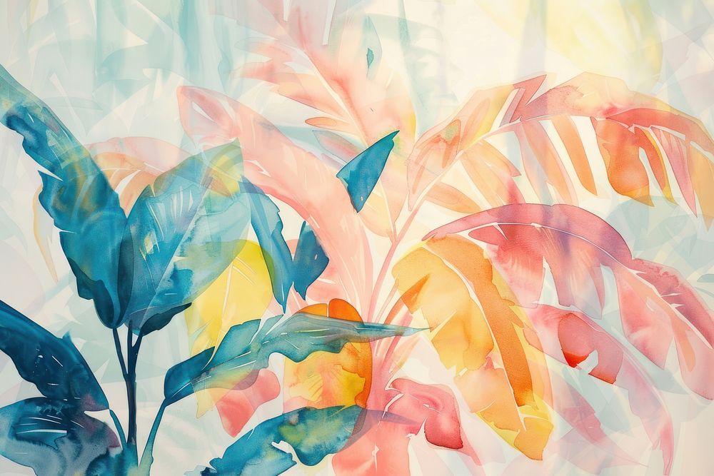 Watercolor of tropical backgrounds painting pattern.