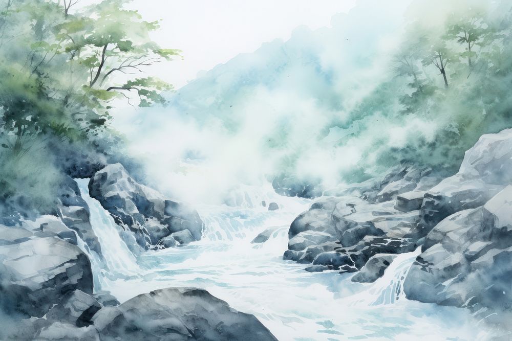 Waterfall background painting outdoors nature.