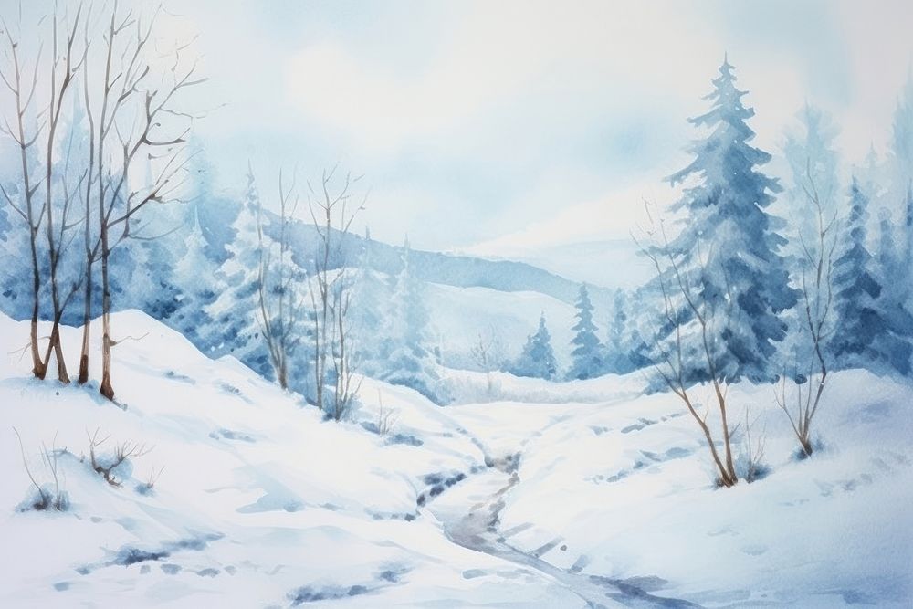 Winter landscape background outdoors painting nature.