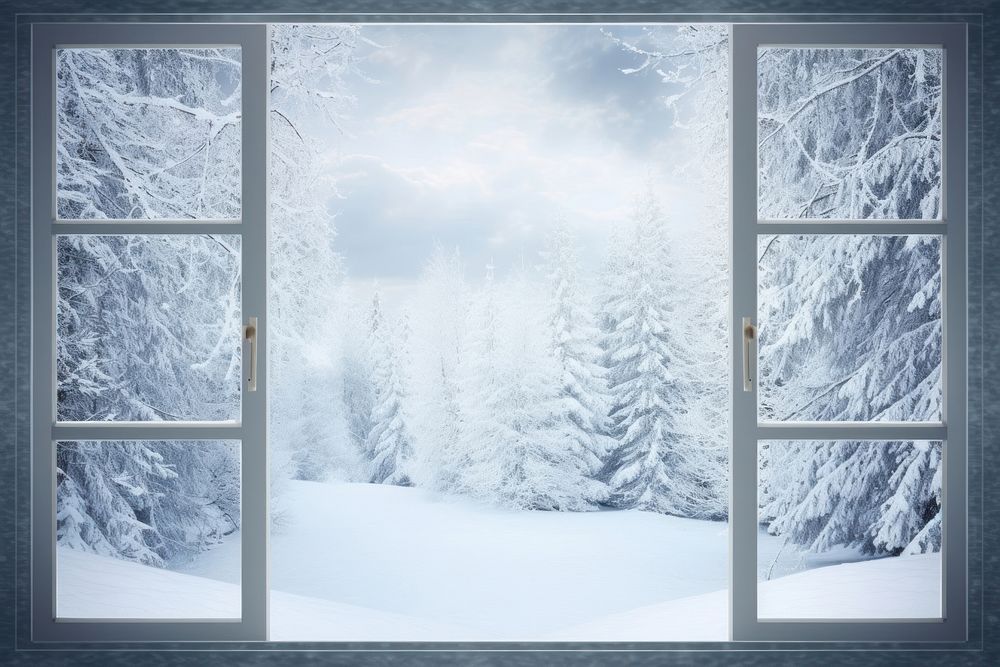 Window with winter view window snow backgrounds.
