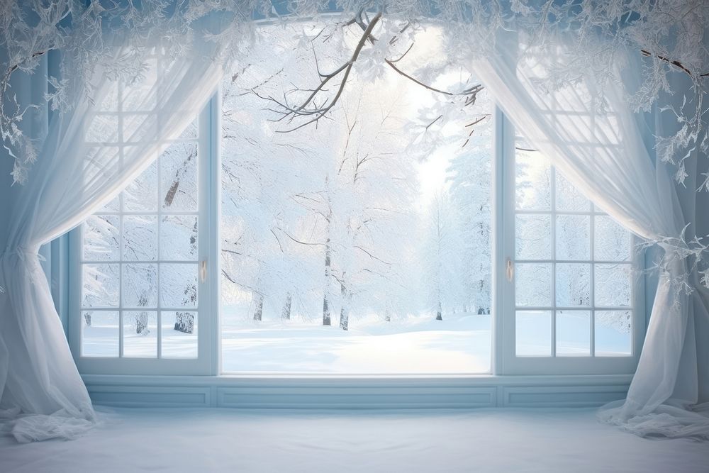Window with winter view window snow nature.
