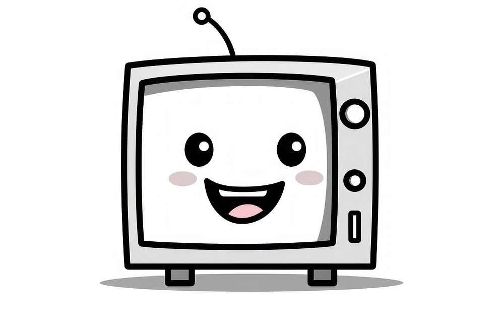 Television smiling cartoon white background.
