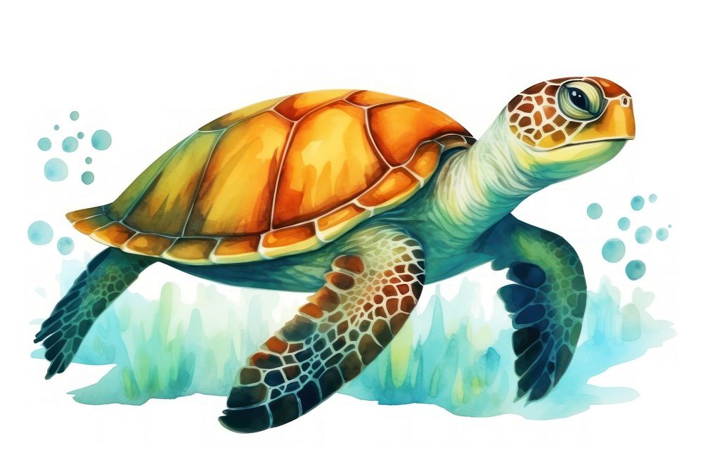 Sea turtle reptile cartoon animal.