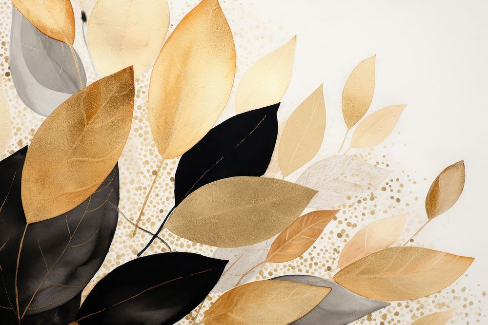 Gold leaves backgrounds pattern plant.