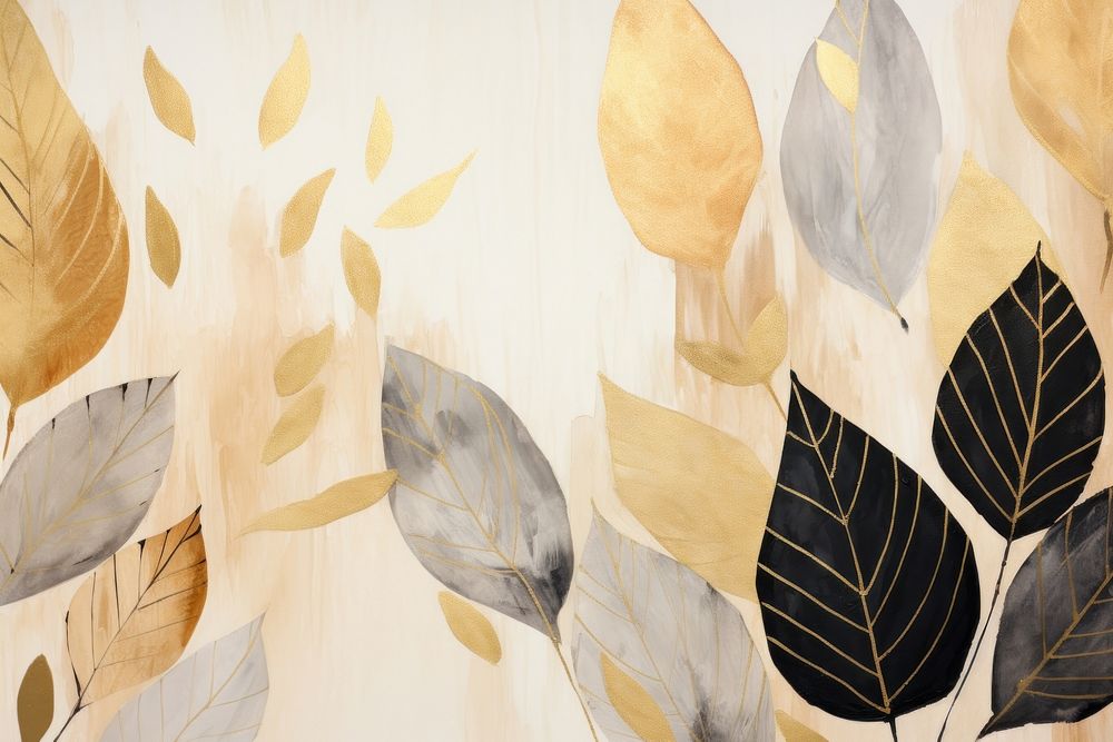 Gold leaves backgrounds painting pattern.