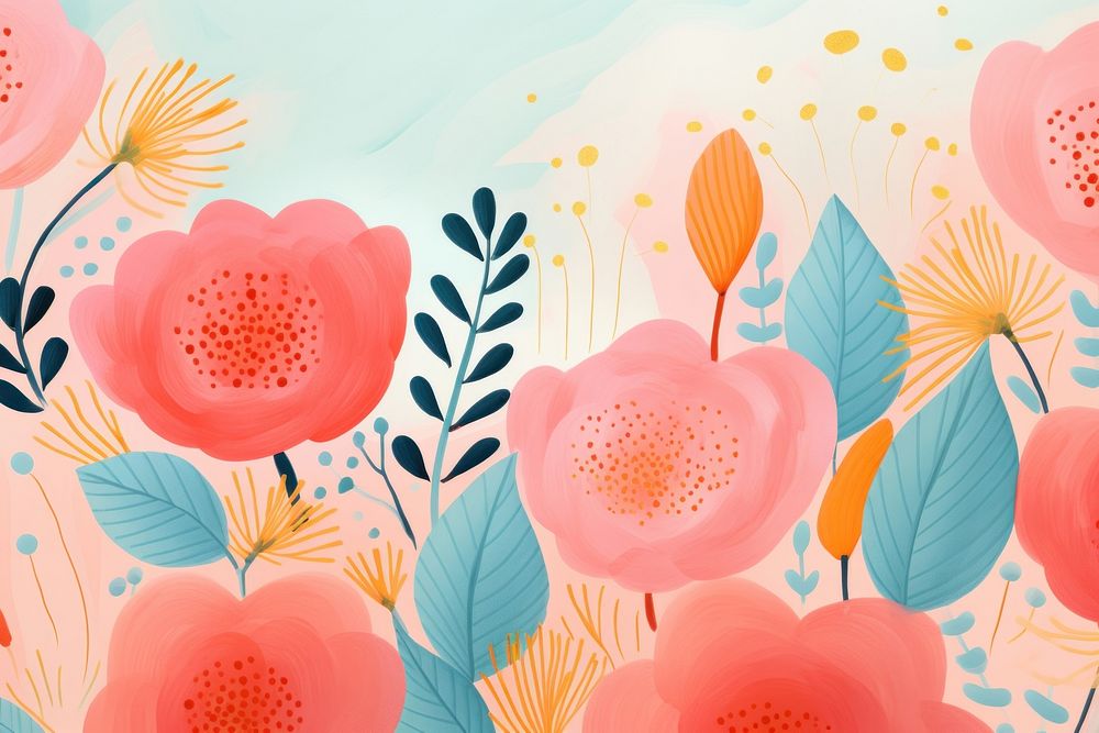 Memphis spring flowers illustration background backgrounds painting pattern.