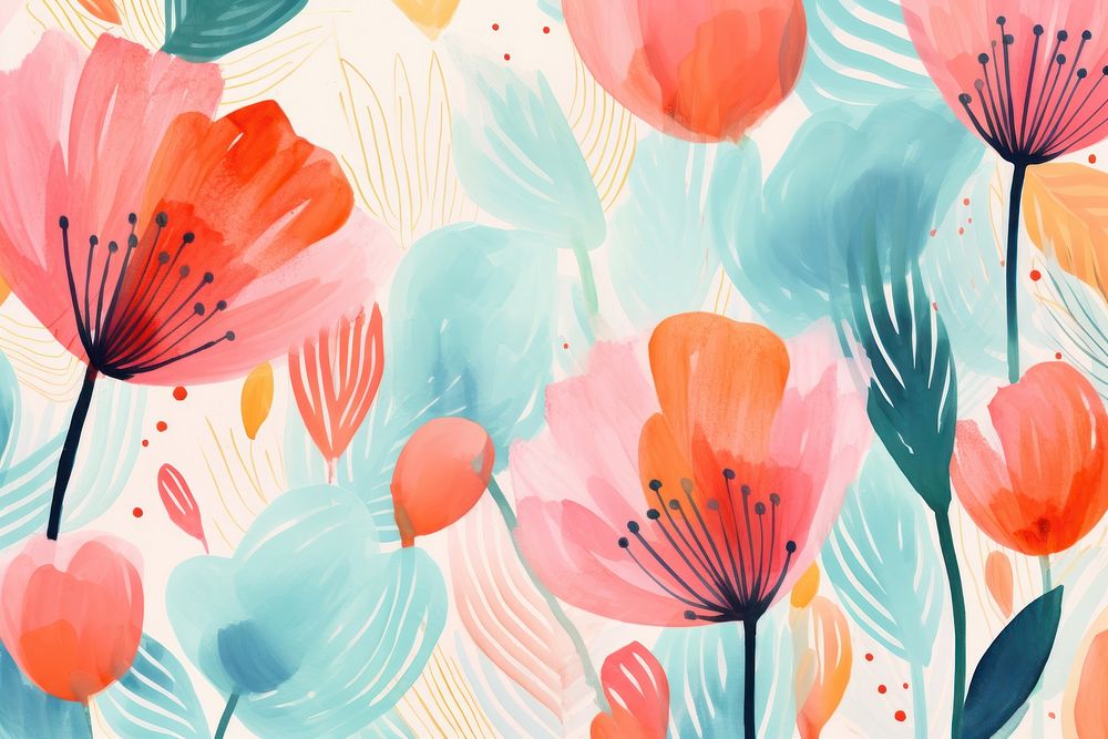 Memphis spring flowers illustration background backgrounds abstract pattern.