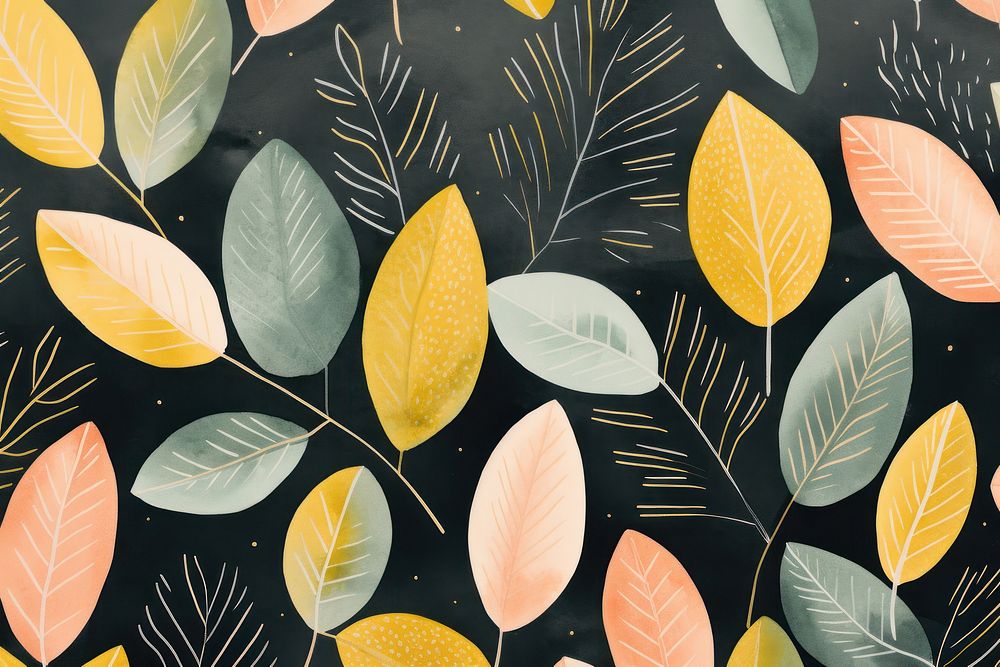 Memphis leaves illustration background backgrounds pattern yellow.
