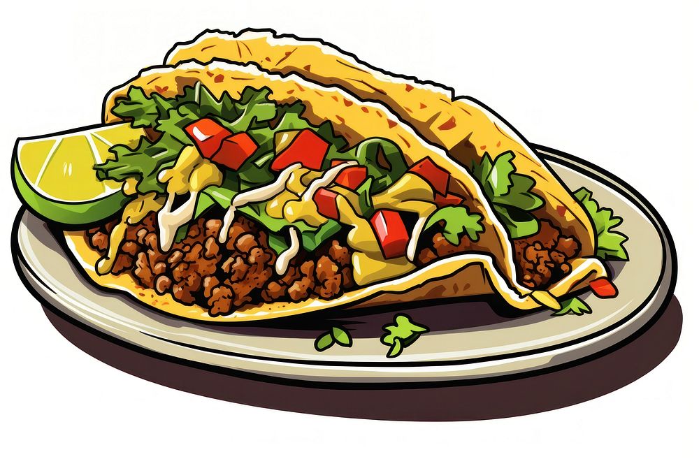 Tacos plate food vegetable.