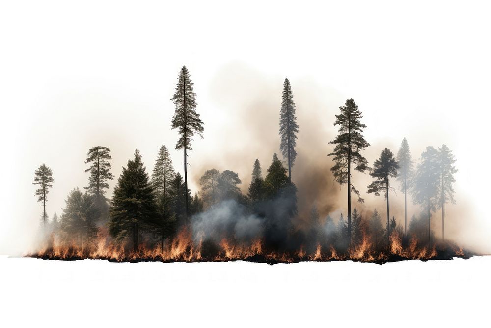 Forest fire burning landscape plant tree.
