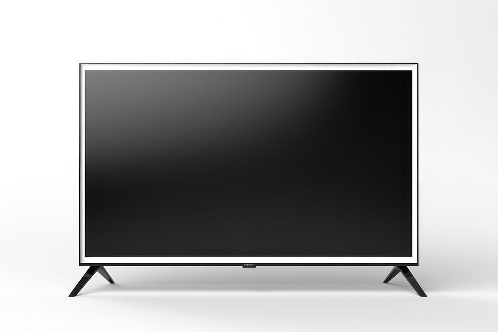 Modern tv screen television white background.