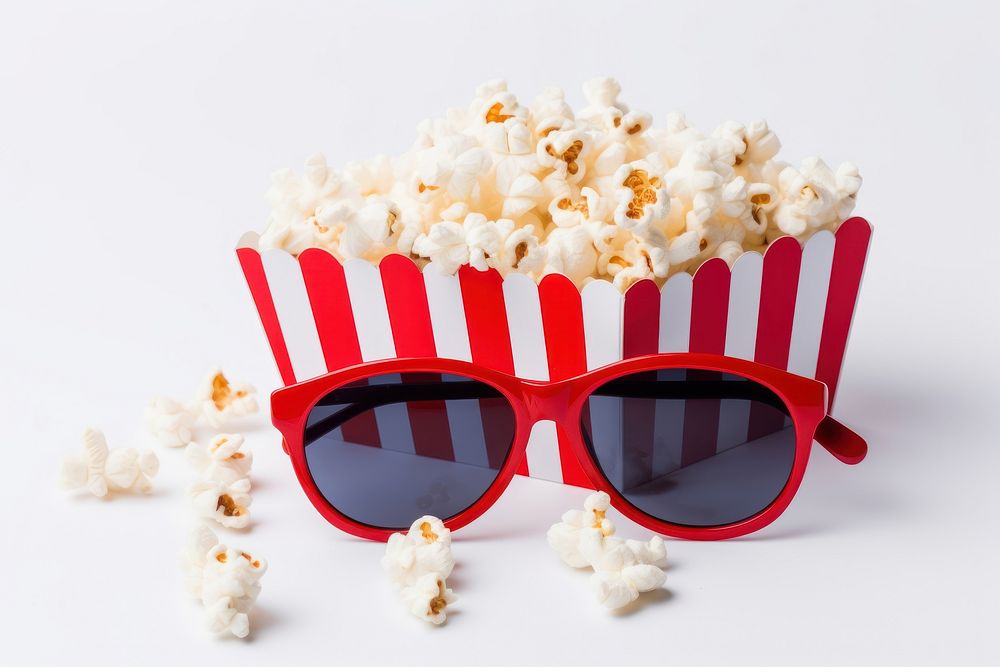 Popcorn sunglasses snack food.