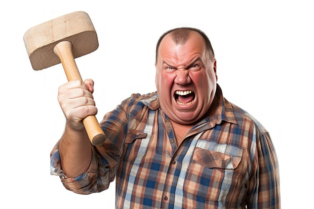 Hammer shouting holding adult.