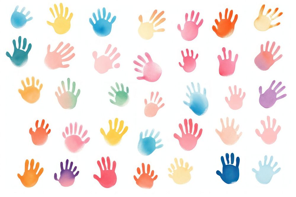 Diversity handprints backgrounds abstract white background.