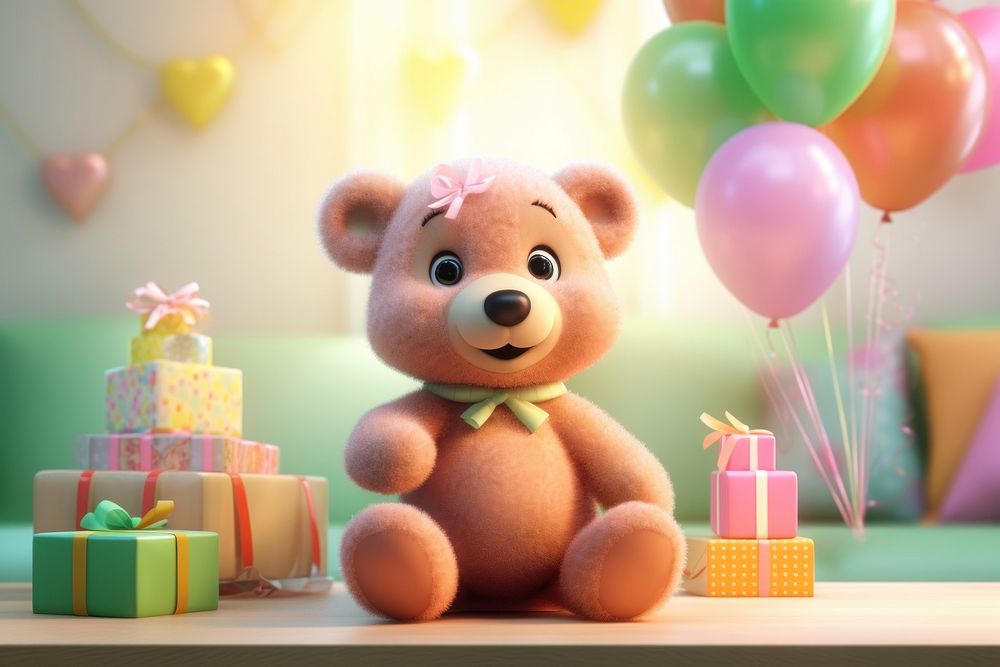 Teddy bear balloon party birthday.