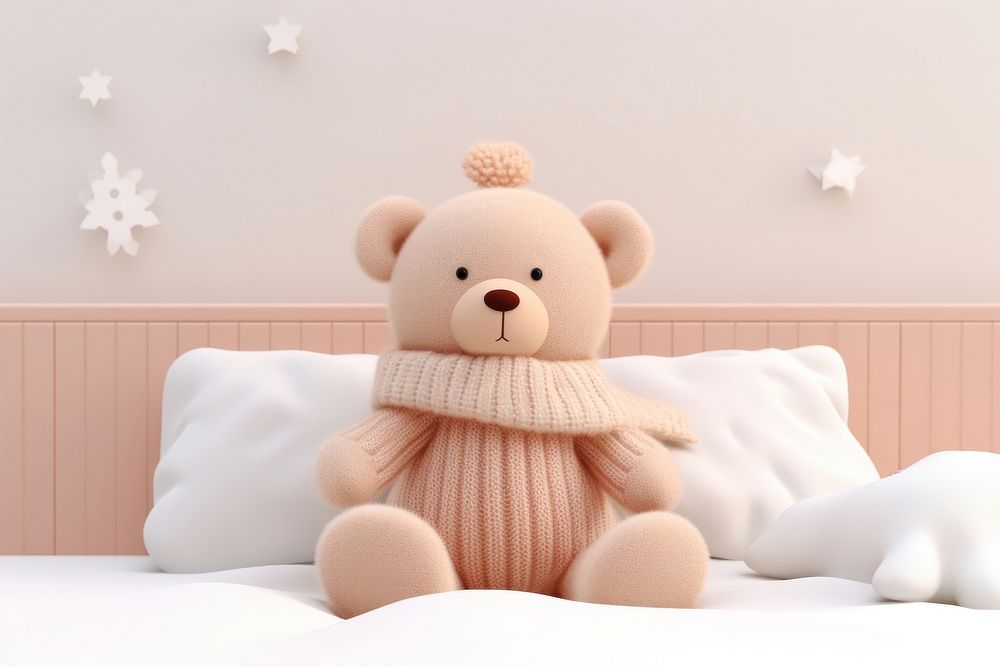 Teddy bear cartoon pillow bed.