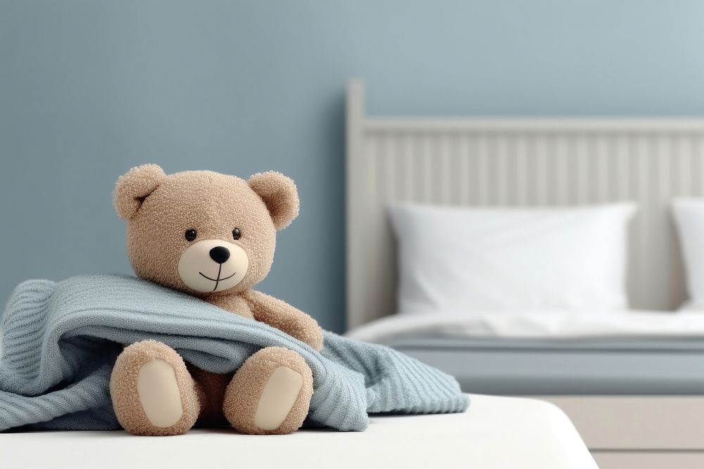 Teddy bear blanket pillow bed.