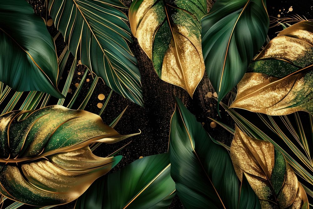 Abstract art gold tropical leaves leaf backgrounds outdoors.