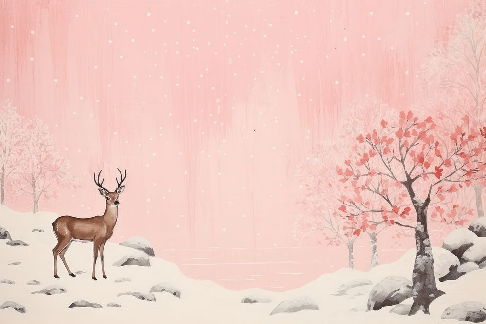 Reindeer landscape snow decoration.