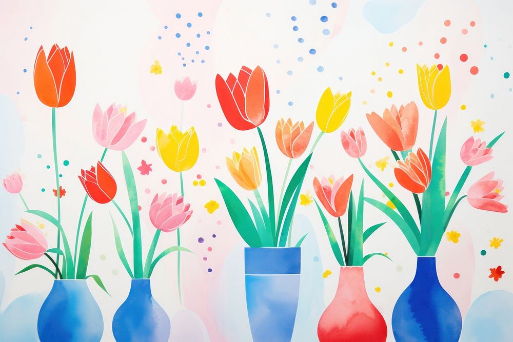 Tulips painting flower plant.