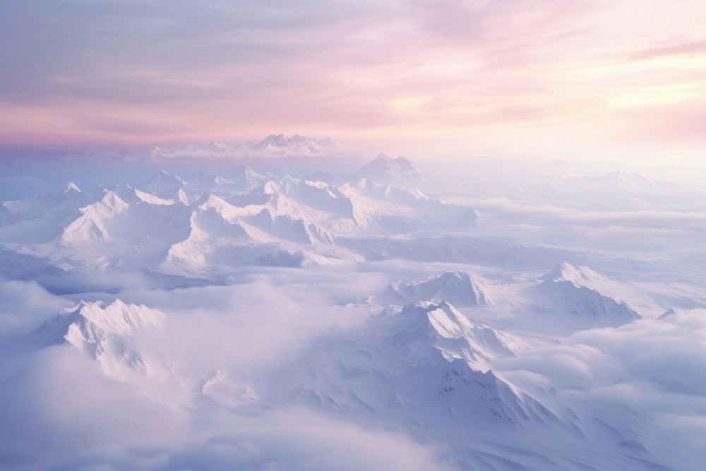 Aerial View landscape mountain snow.