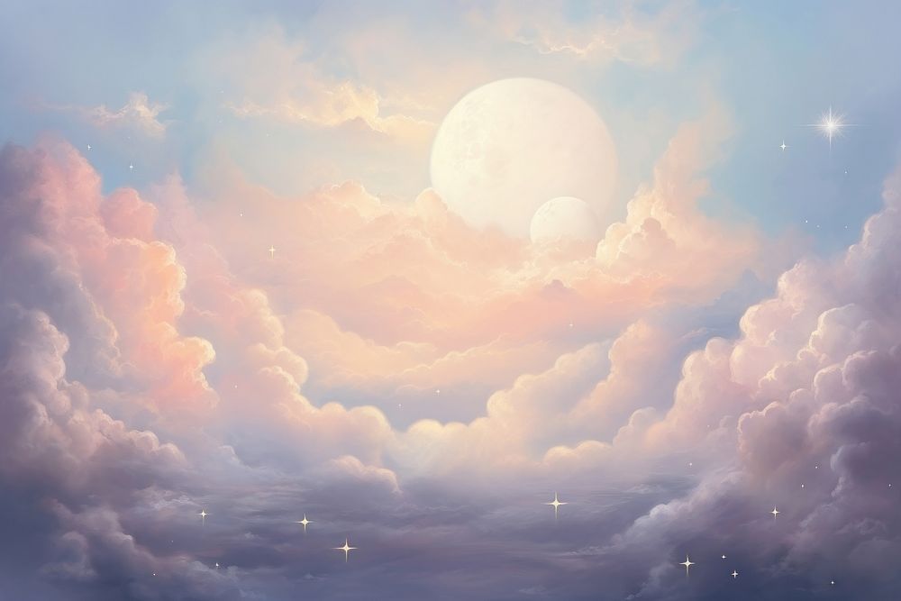 Romantic half moon on the clouds backgrounds astronomy outdoors.
