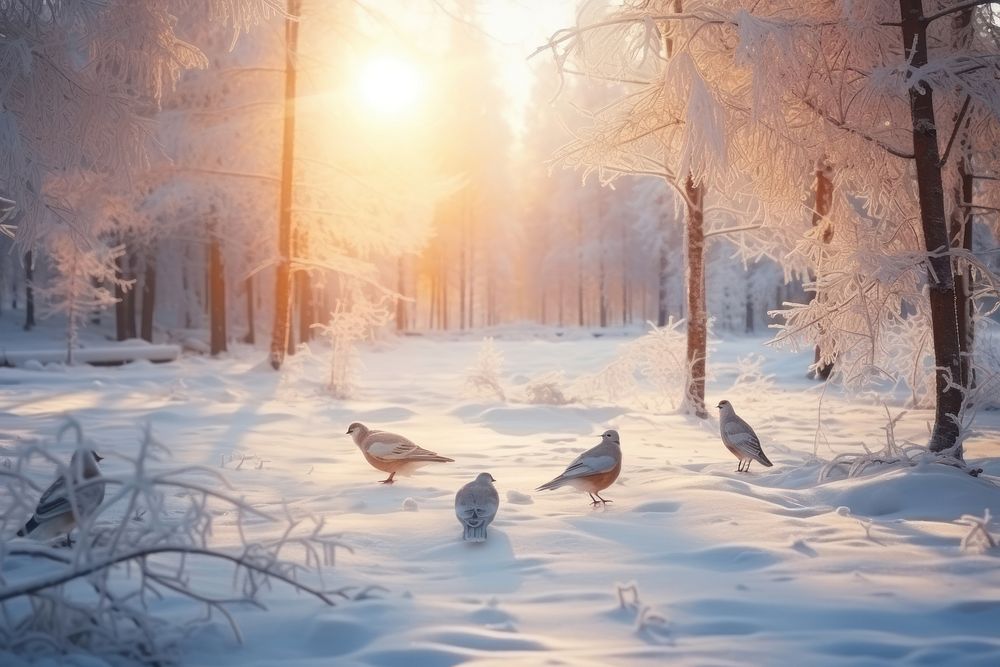 Snow bird landscape sunlight.