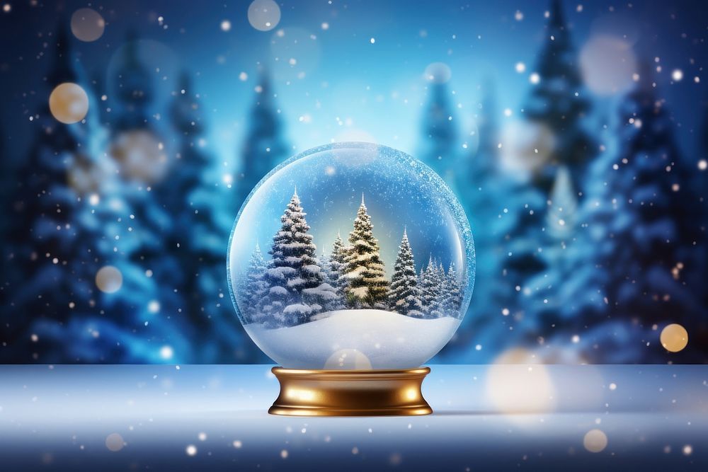 Christmas empty glass snow globe christmas tree sphere.