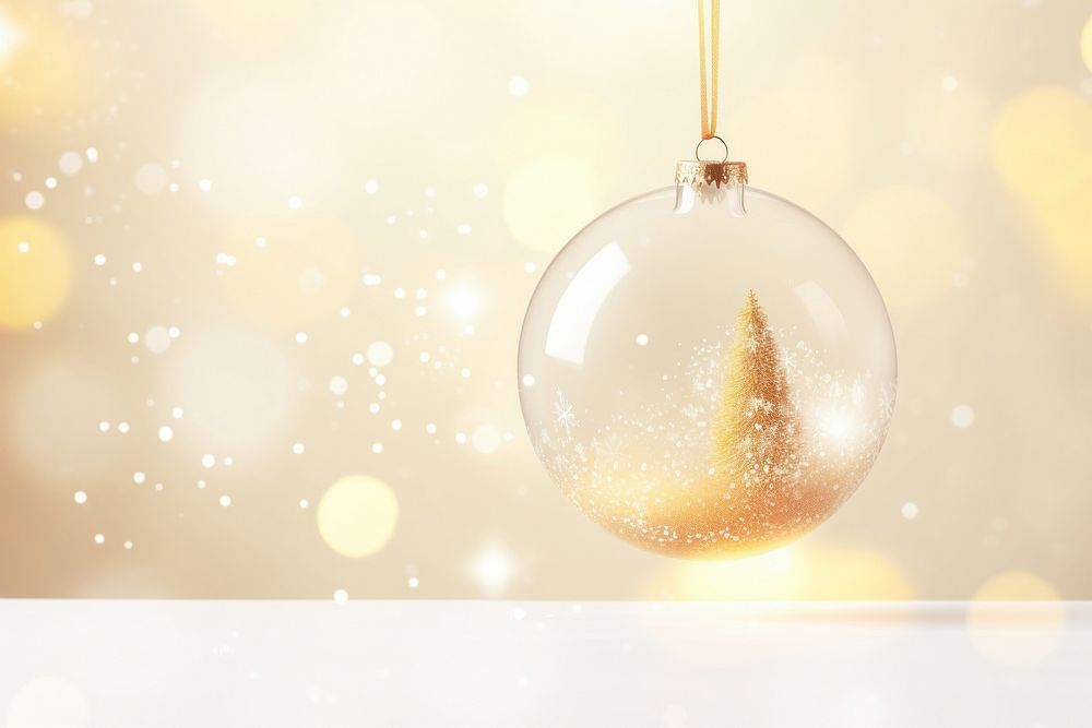 Glass ball with snow christmas transparent decoration.