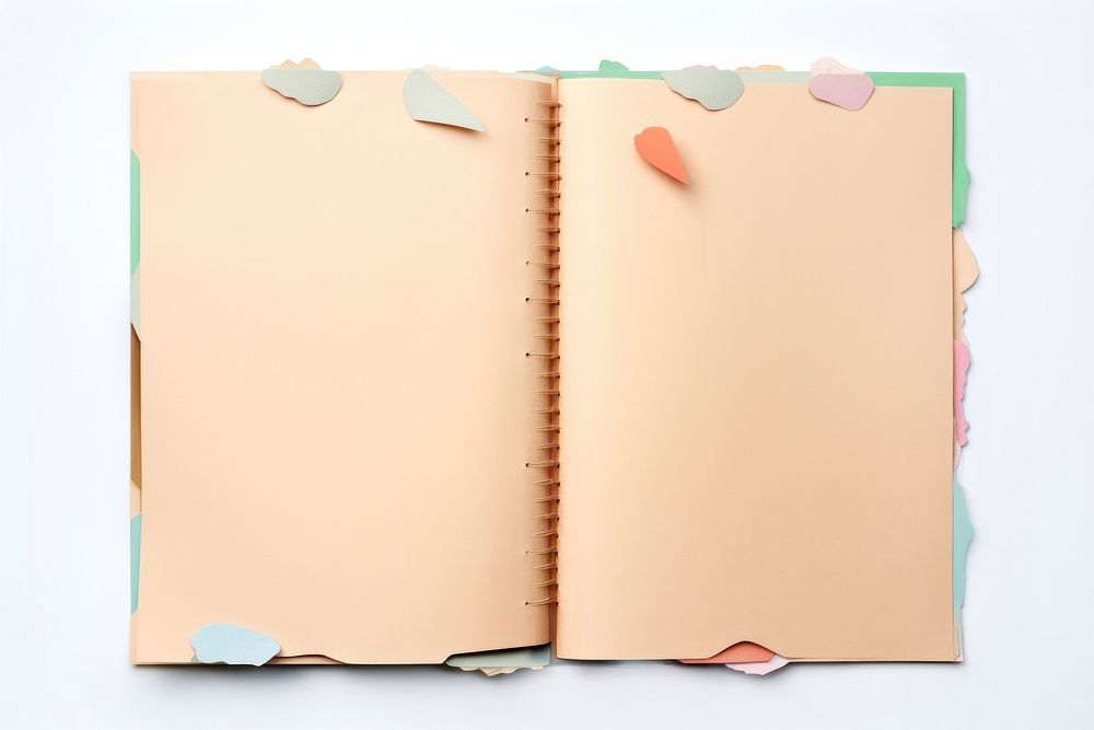 Cute ripped paper book publication diary.