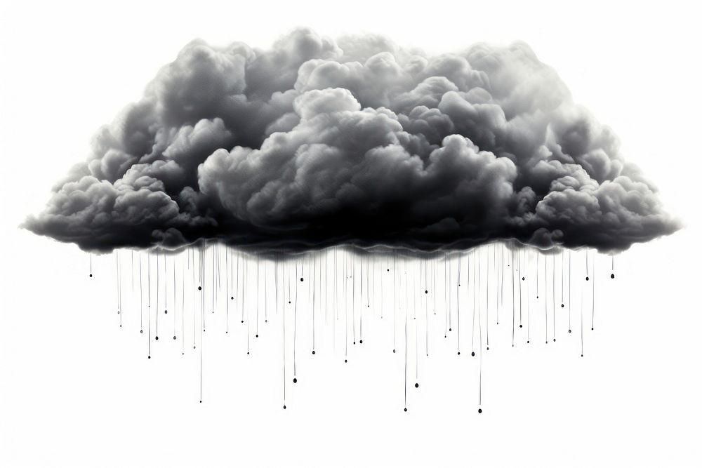 Dark color cloud and rain white background monochrome pollution.