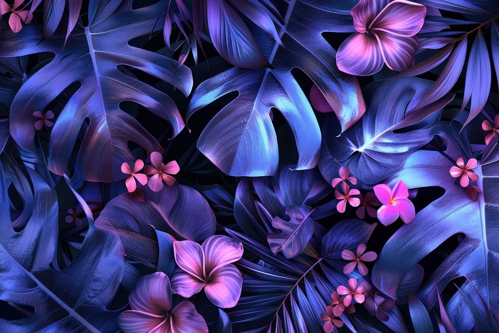 Background with hawaiian plants and flowers pattern backgrounds graphics.