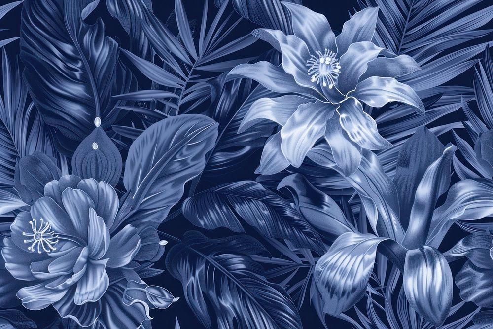 Background with hawaiian plants and flowers pattern backgrounds monochrome.