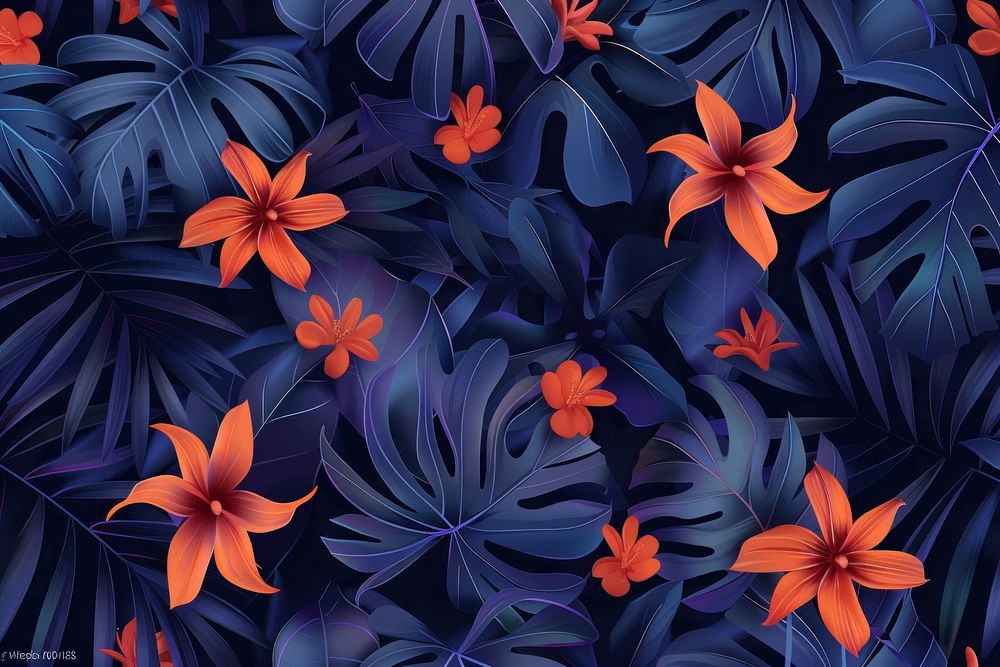 Background with hawaiian plants and flowers pattern backgrounds petal.