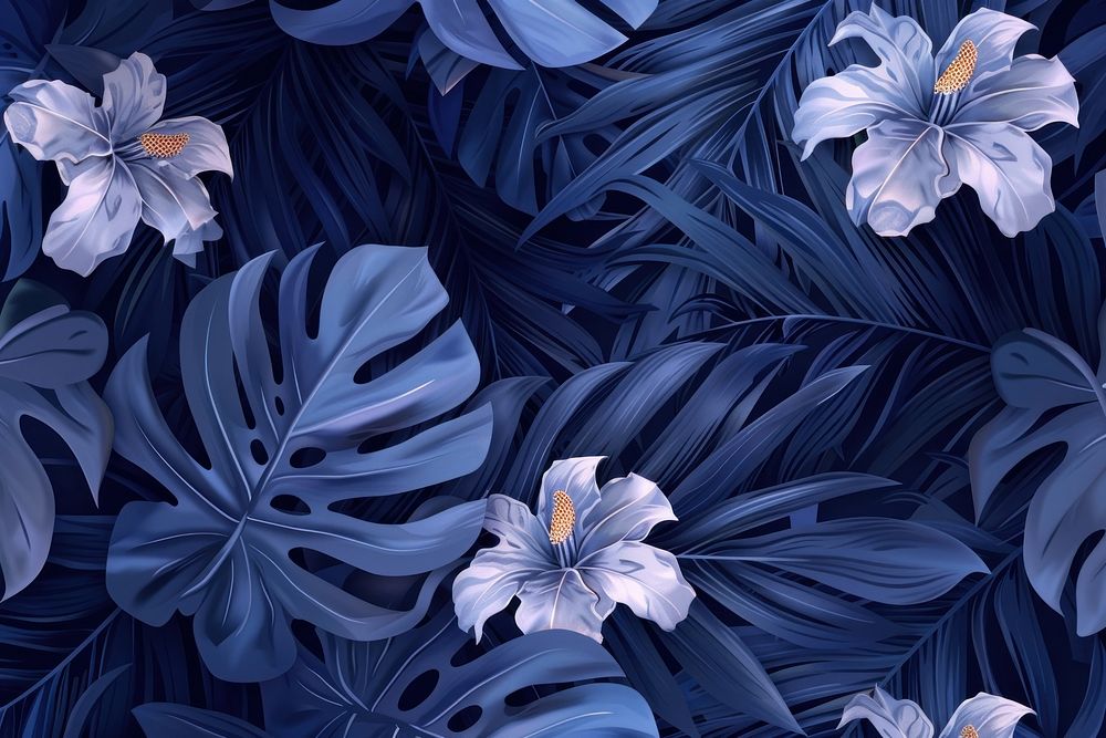 Background with hawaiian plants and flowers backgrounds pattern leaves.