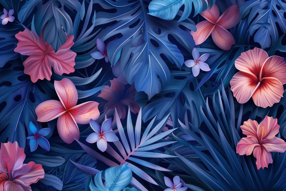 Background with hawaiian plants and flowers backgrounds pattern petal.