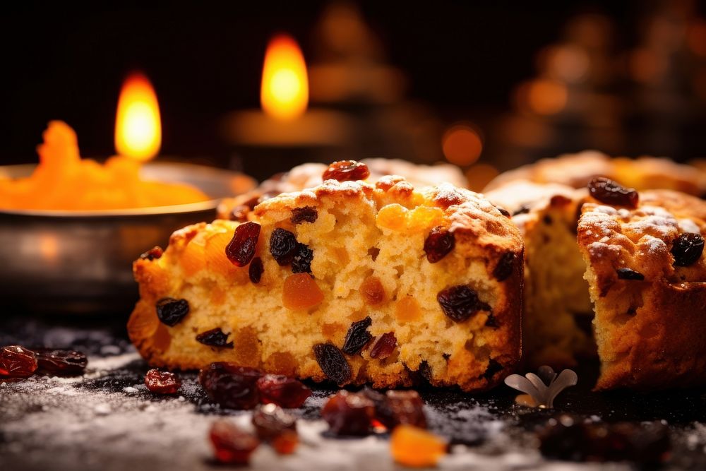 Christmas dinner food candle table.