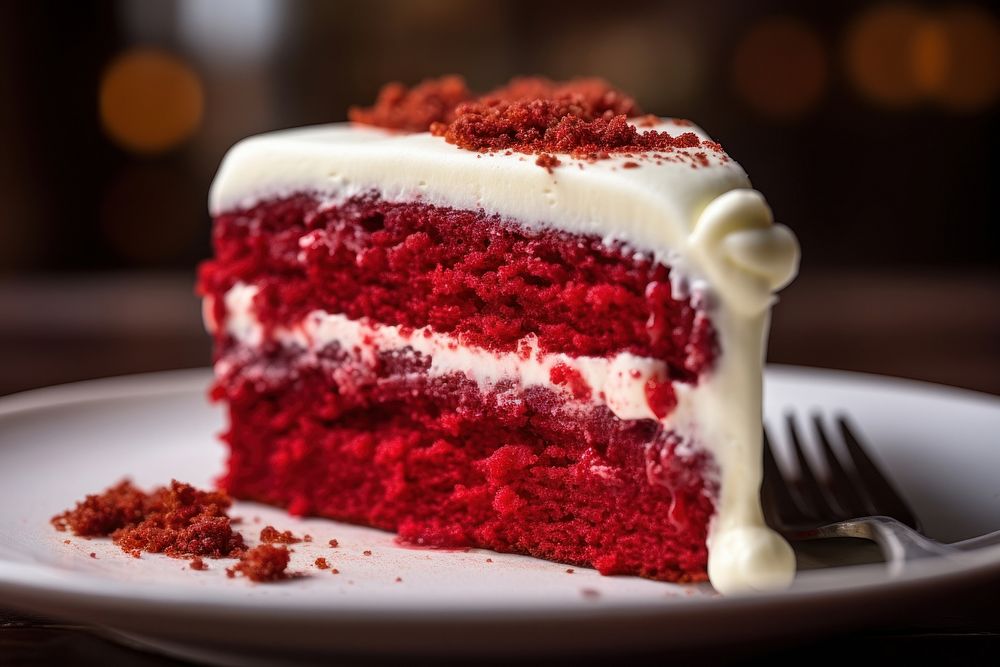 Red velvet cake food dessert cream.