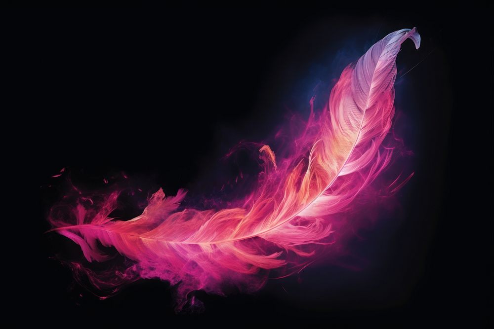 Fire neon smoke Feather feather purple lightweight.