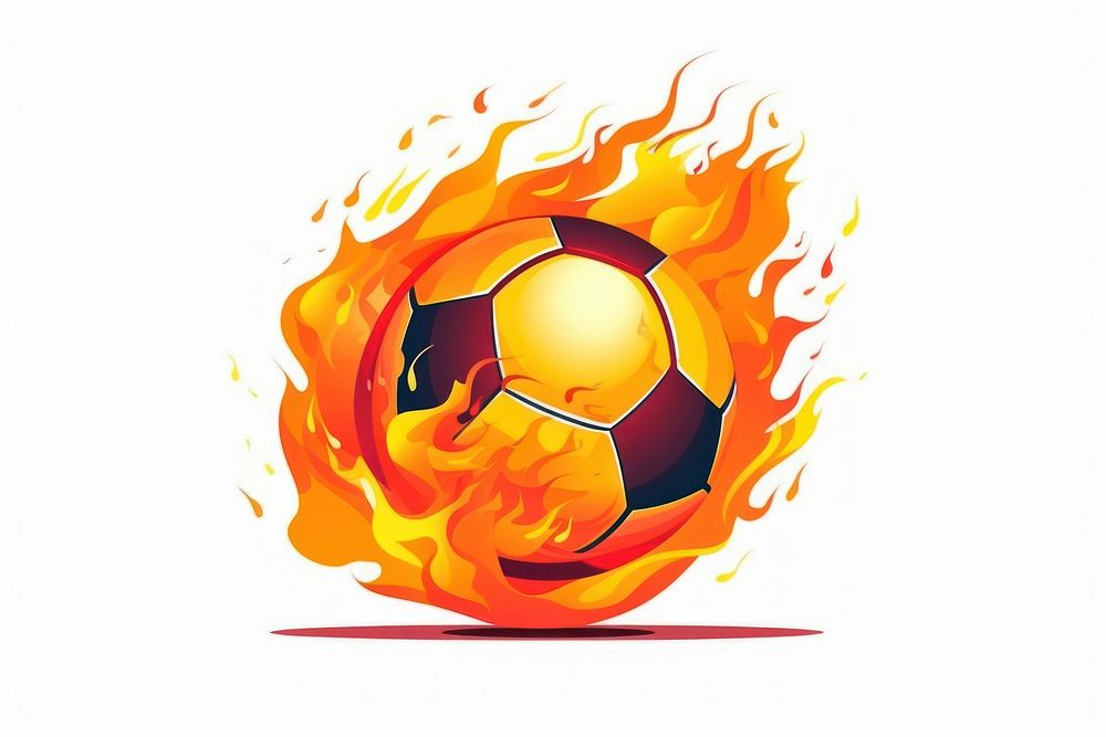 Football on fire sports explosion glowing.
