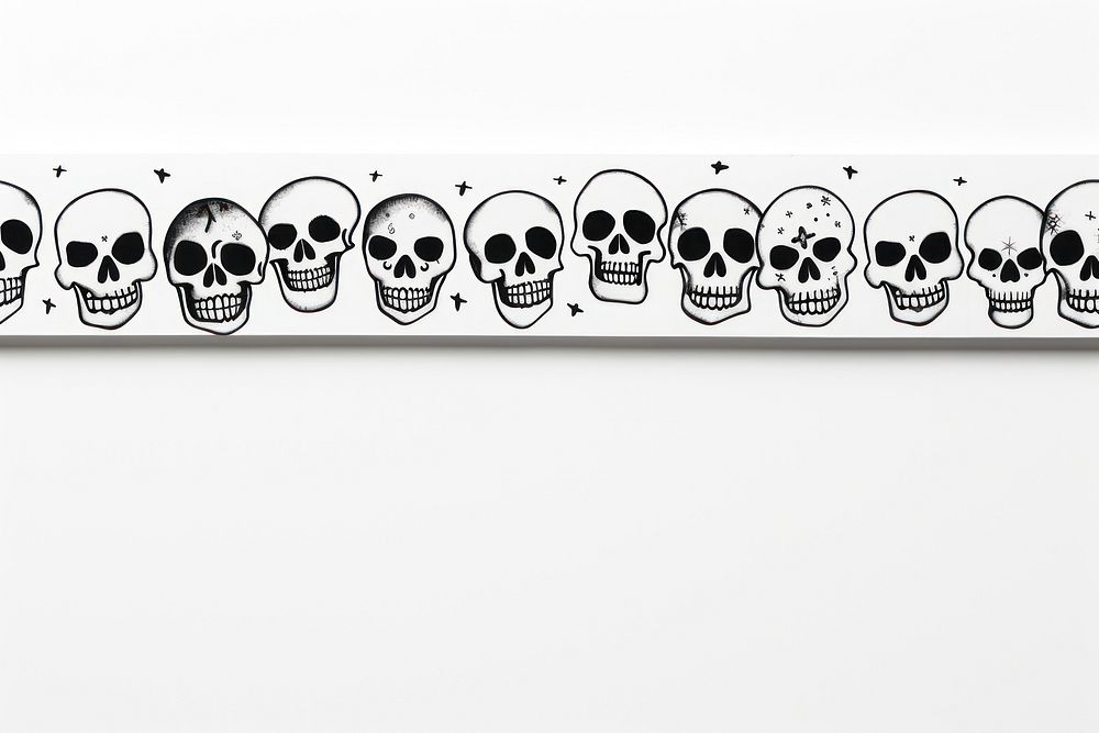 Cute doodle skulls paper adhesive strip creativity cartoon pattern.
