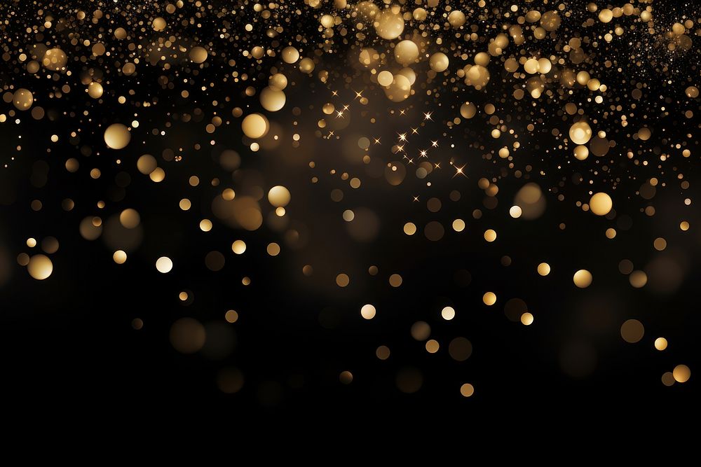 Black golden background with sparkling bokeh confetti glitter backgrounds.