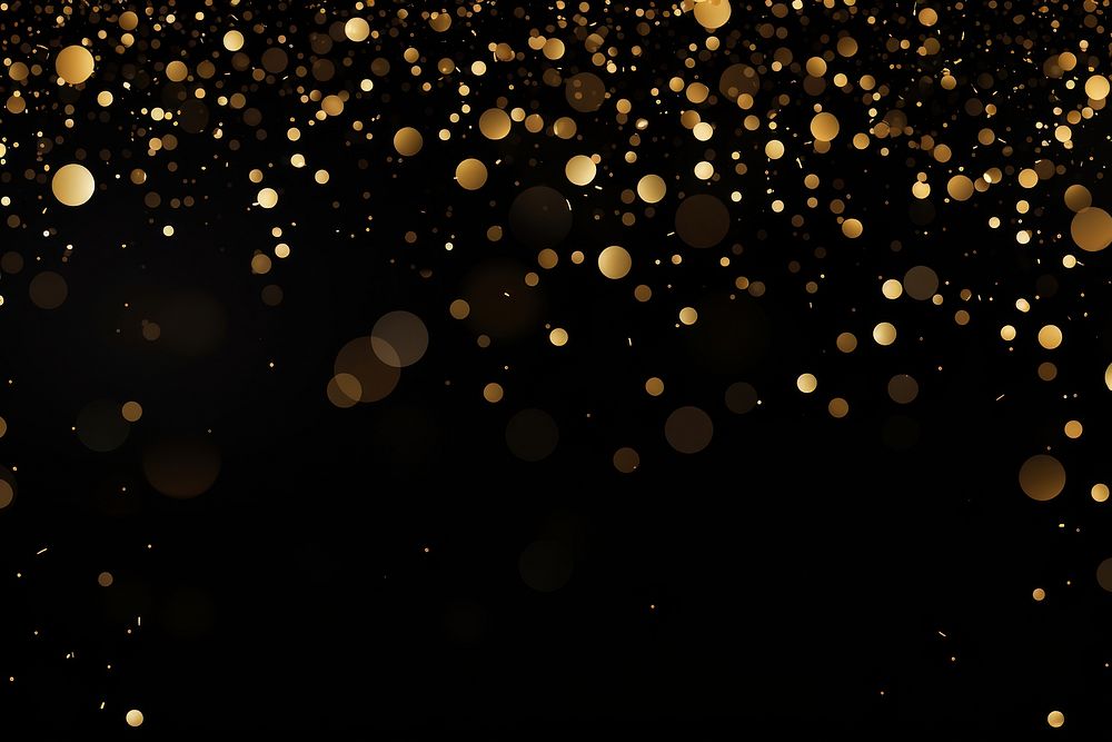 Black golden background with sparkling bokeh confetti backgrounds decoration.